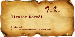 Tiroler Kornél névjegykártya